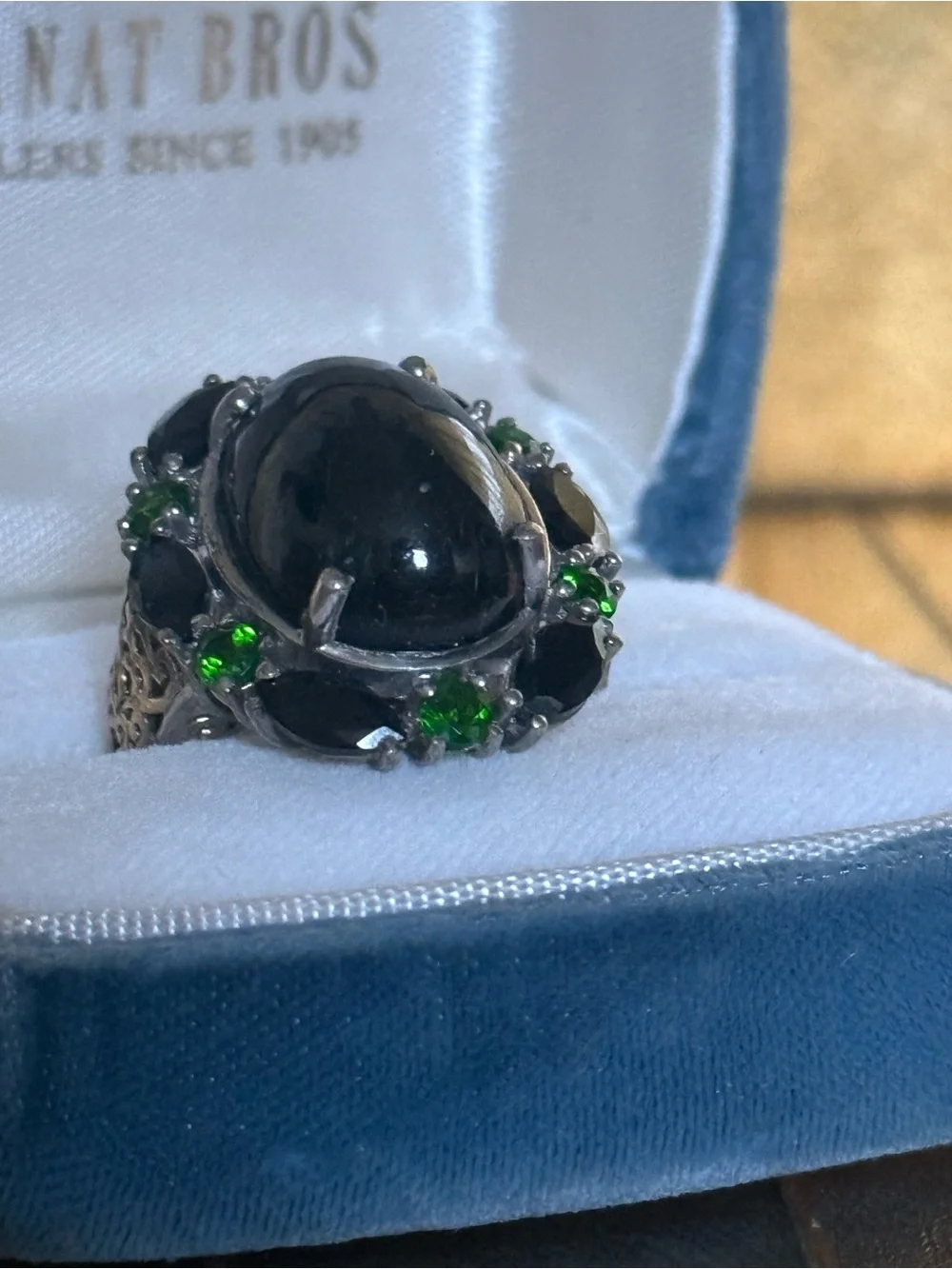 Sterling silver 925 Pardot Blackstar diopside ring
